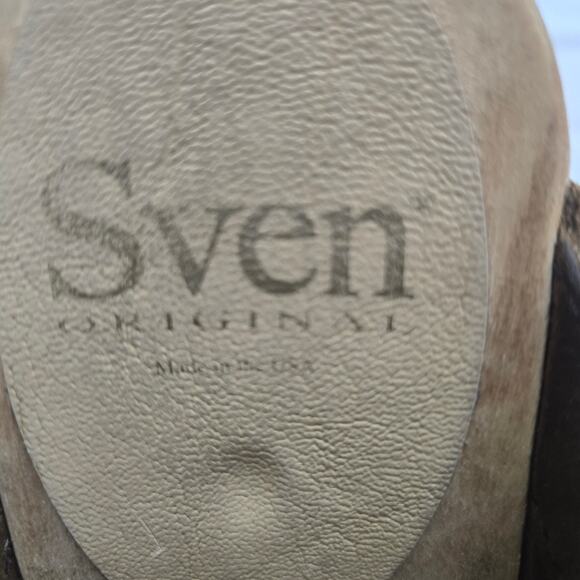 NEW Sven VintageY2K Brown Suede Heeled Slip On Swedish Mule Wooden Clogs 7.5 - Picture 12 of 12